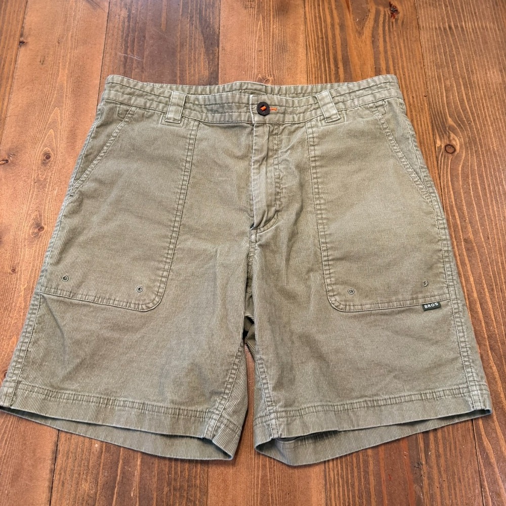 Howler Brothers Corduroy Shorts Mens 34 Olive Green 8.5" 5-Pocket Stretch